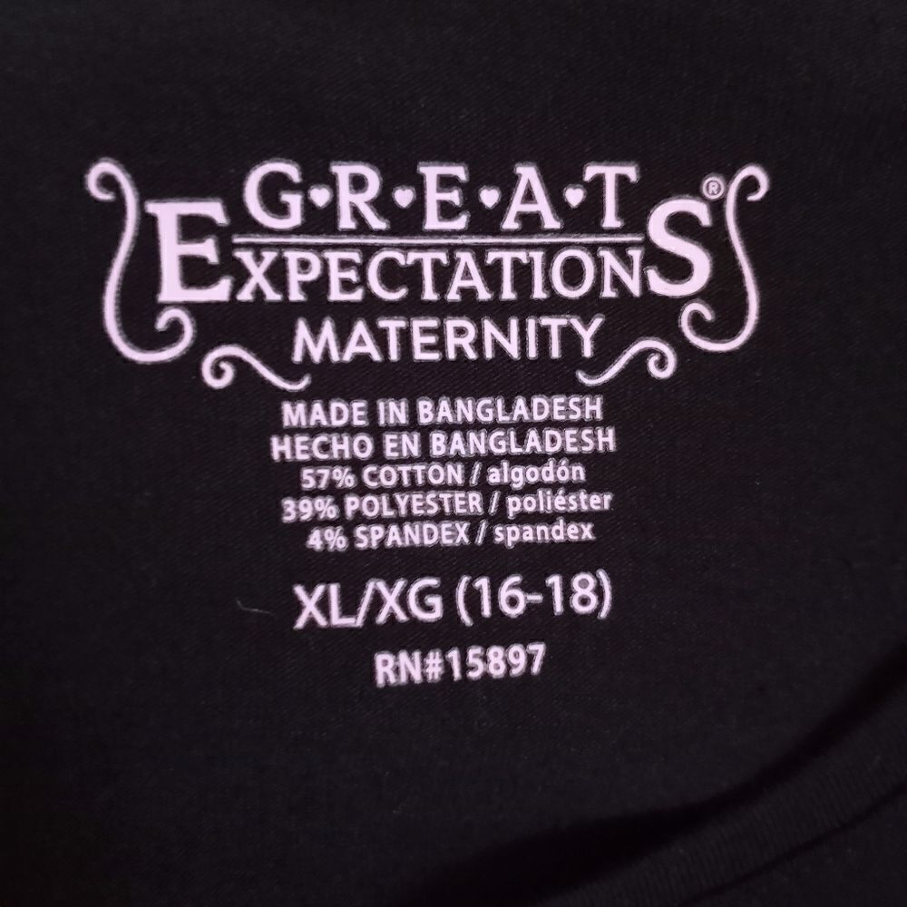 GREAT EXPECTATIONS BLACK LONG SLEEVE T-SHIRT MATERNITY DRESS SZ.XL NWT - Picture 7 of 10